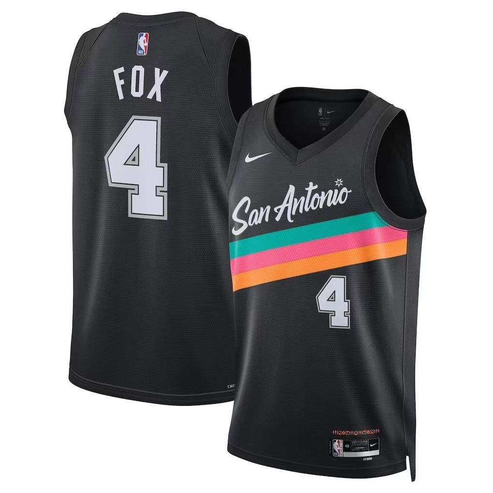 Men San Antonio Spurs #4 Fox Black Nike City Edition Season 2026 NBA Jersey